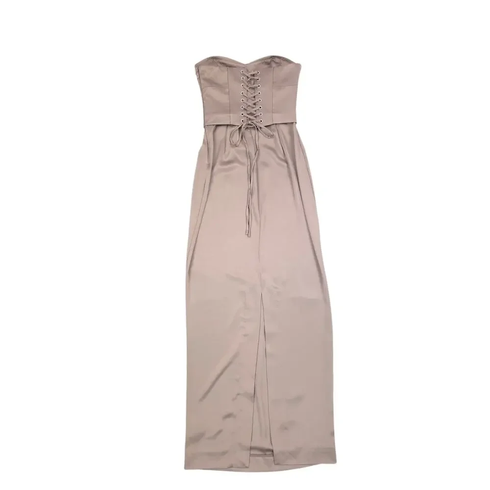 Reformation Aryiah Corset Maxi Dress Satin Strapless Gown Formal Bridal Holiday - Picture 5 of 13